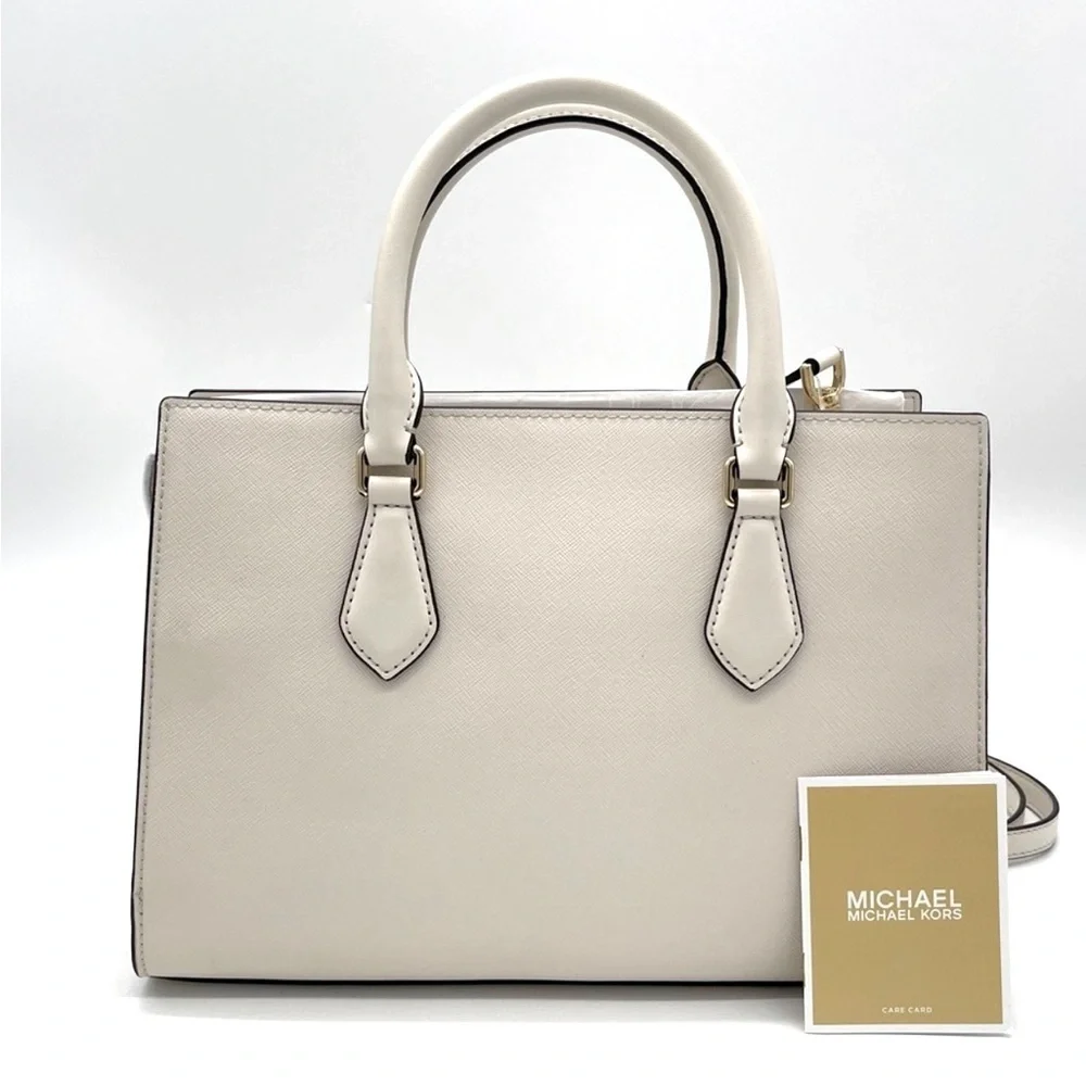 Michael Kors Sheila Medium Satchel Crossbody Bag Light Cream